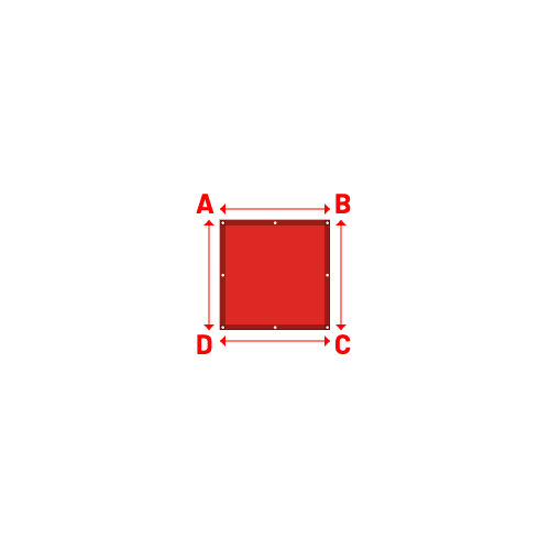 Bâche plate rectangle sur mesure en Membrane PVC 670gr/m² Rouge RAL 3002 - 1.00x1.00m