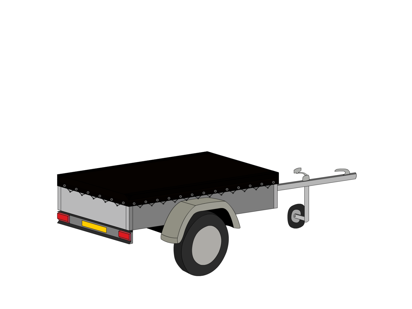 Bâche pour remorque bagagère Basse droite en MaxiProtect 900 : Protection & grammage renforcé Noir foncé RAL 9005 - 31075