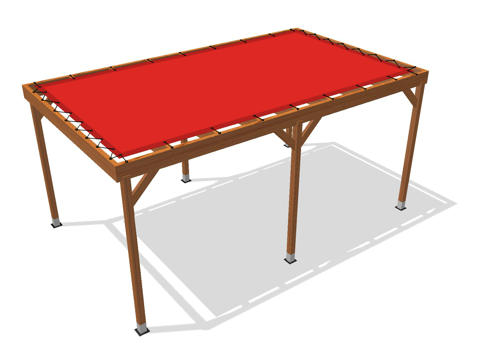 Bâche pour pergola bois sur pieds sans débord en Protect 670 : La référence en matière de protection étanche Rouge RAL 3002