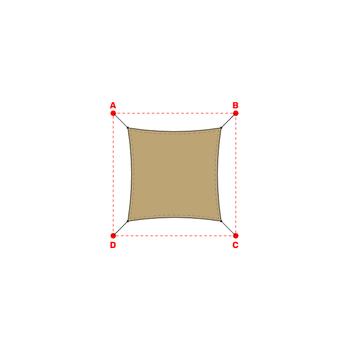 Voile d'ombrage rectangle en AustralMesh - Toile d'ombrage ajourée Sable du désert (704 AustralMesh) - 1,90x1,90x1,90x1,90m