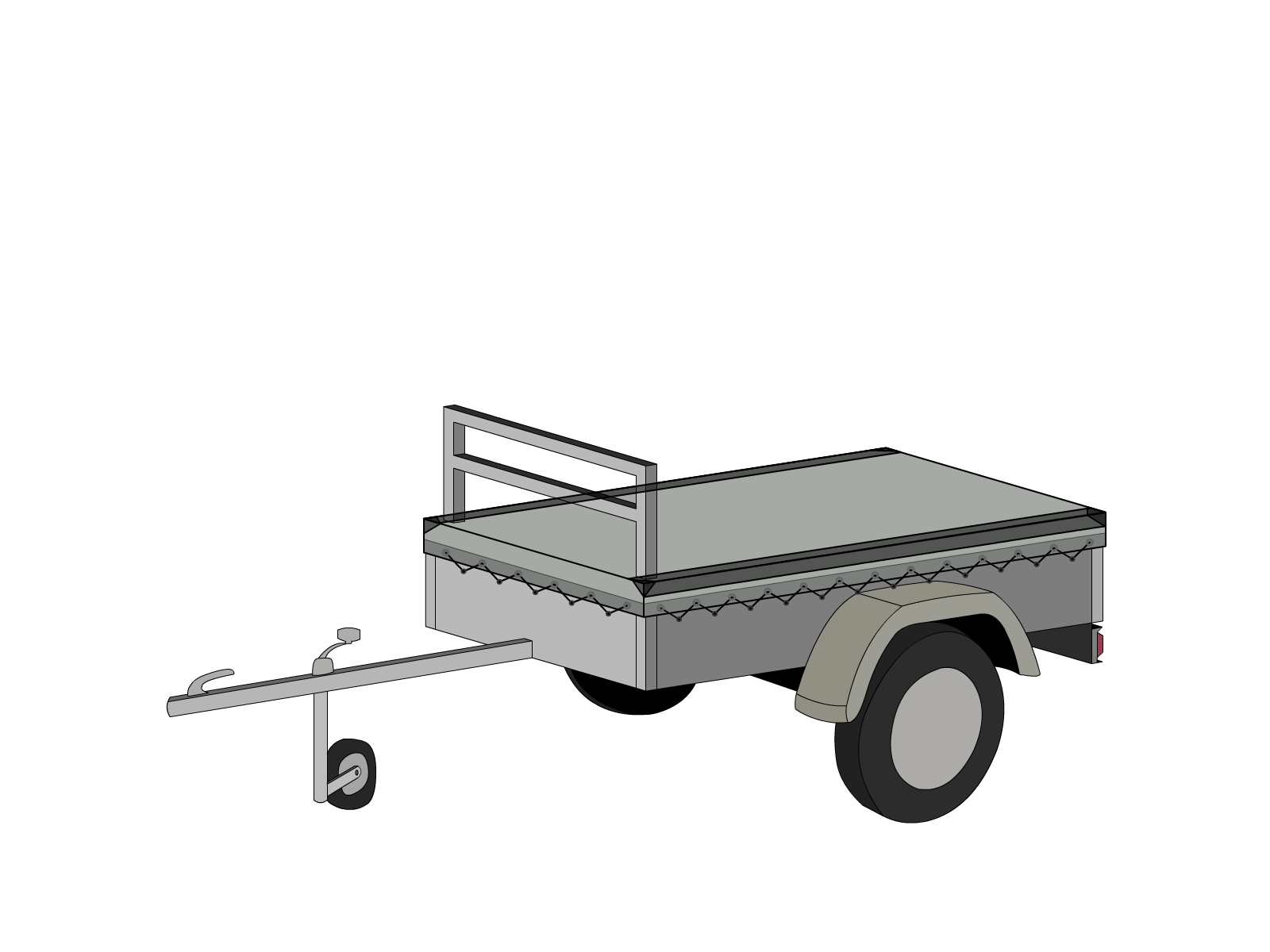 Bâche pour remorque bagagère Basse droite en Protect 670 : La référence en matière de protection étanche Gris clair RAL 7038