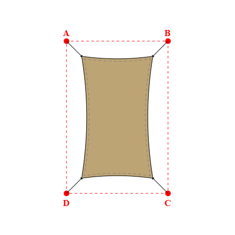 Voile d'ombrage rectangle en AustralMesh - Toile d'ombrage ajourée Sable du désert (704 AustralMesh) - 1,40x2,40x1,40x2,40m
