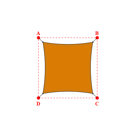 Voile d'ombrage rectangle en Hydris  - Toile imperméable Hydris 0503 Or - 3,40x3,50x3,40x3,50m