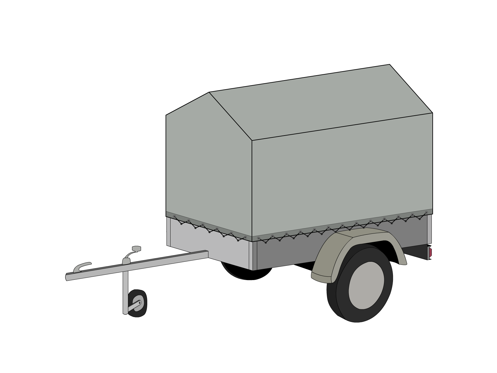 Bâche pour remorque bagagère Haute flèche en Protect 670 : La référence en matière de protection étanche Gris clair RAL 7038