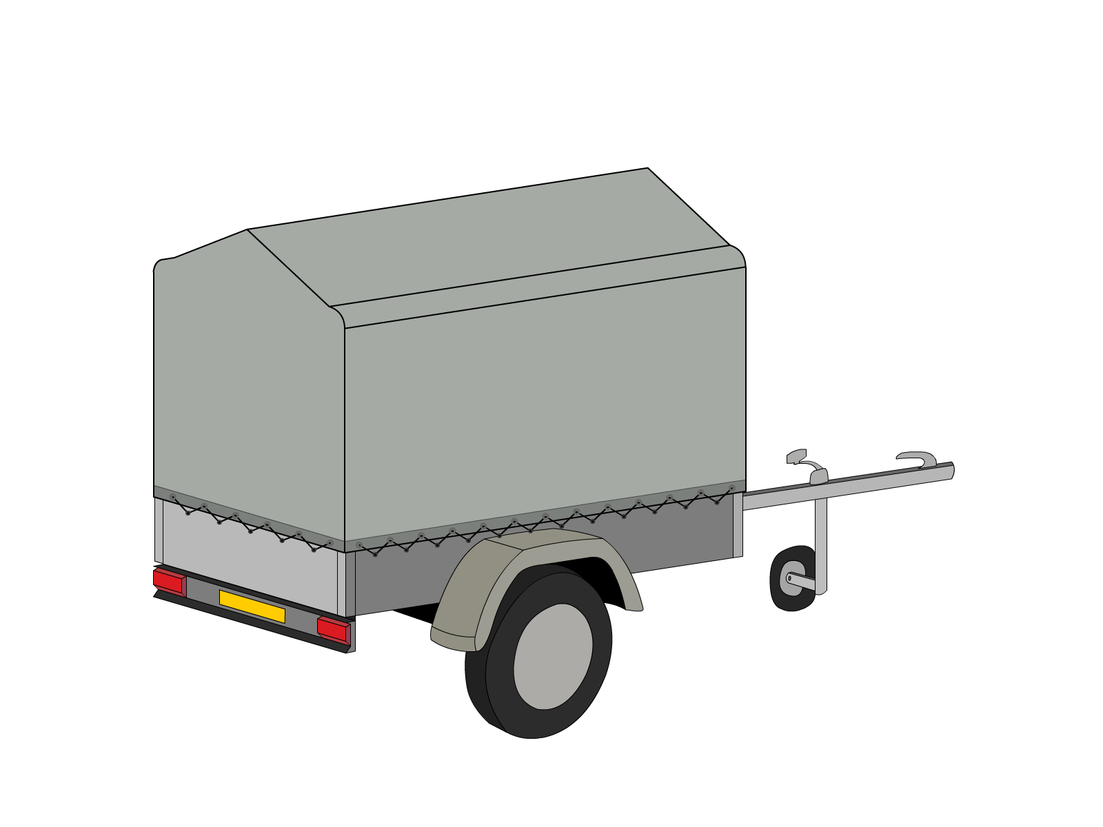 Bâche pour remorque bagagère Bord arrondi flèche en Protect 670 : La référence en matière de protection étanche Gris clair RAL 7038